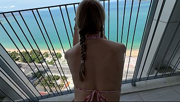 FUCK ME ON THE BALCONY! MY STEP-SISTER DOESN'T WANT TO CLEAN THE HOUSE, SHE WANTS TO FUCK IN PUBLIC!!! THE NEIGHBORS SEEN US!!!